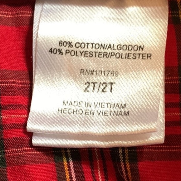 Great Guy Red Plaid Striped Christmas Holiday Button Down Shirt Boy’s Size 2T - Picture 6 of 7